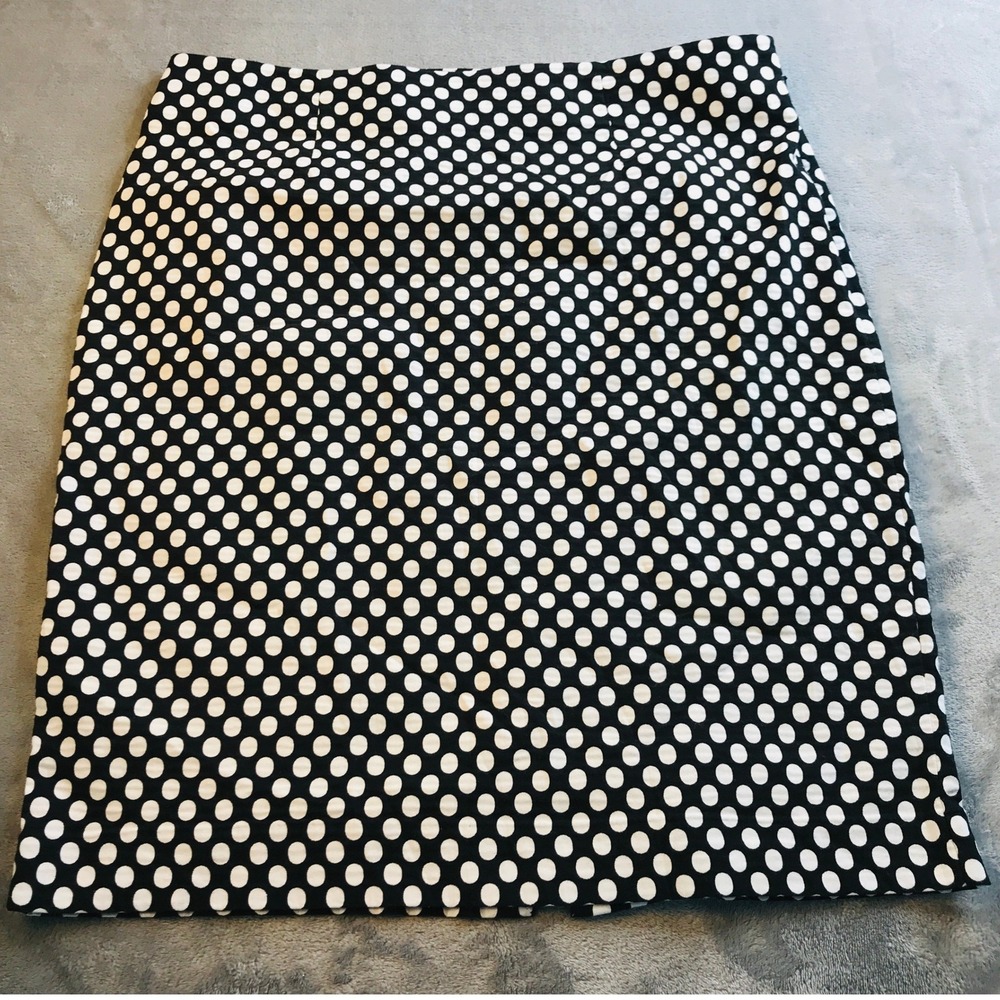 Chicos Black White‎ Polka Dot Pencil Skirt Size 2.5 Lg Cotton Blend Knee Length